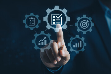 Checklist and target icons inspire achievement through process control automation technology and task interaction