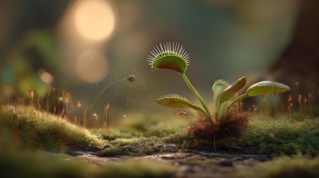 Venus flytrap in morning sun
