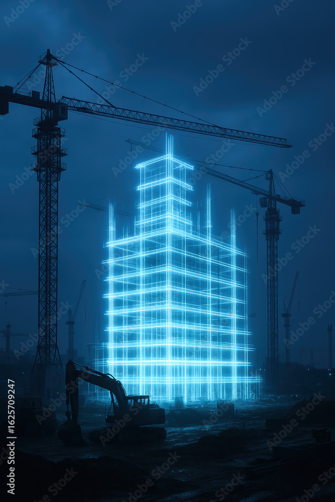 Aufkleber innovation and technology empower development with architecture and engineering progress through cre