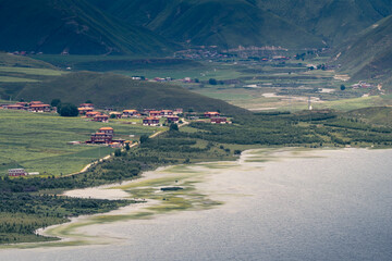 A beautiful Tibetan village by the shore of Kasa Lake