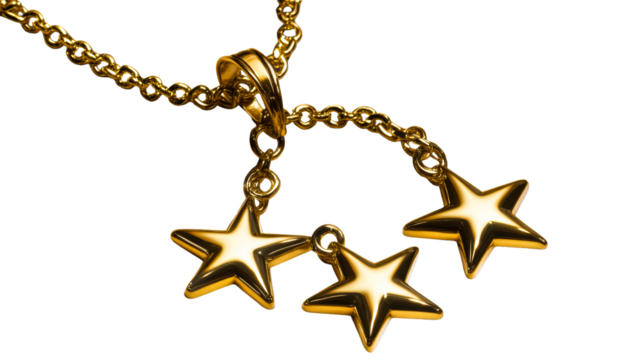 Gold star pendant necklace on a transparent background - Powered by Adobe