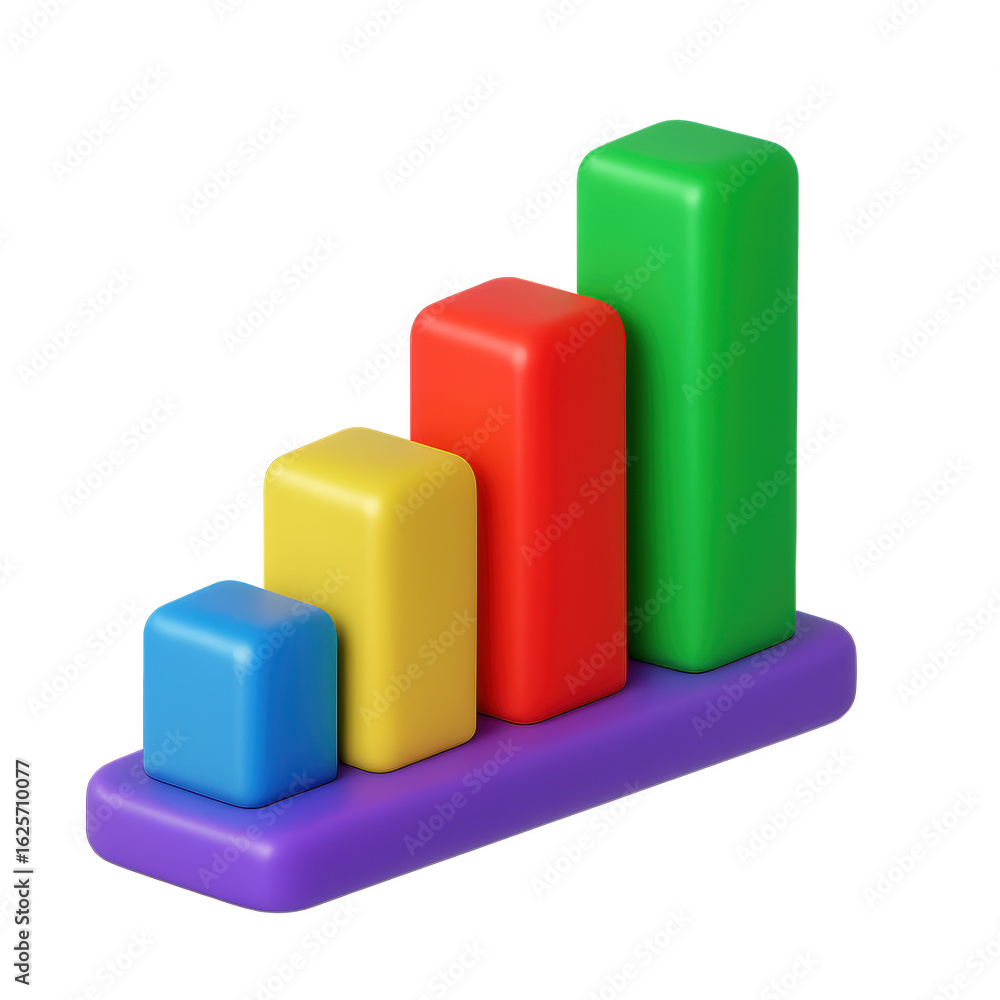 Poster data and statistic with business growth show progress and comparison through colorful bar charts and