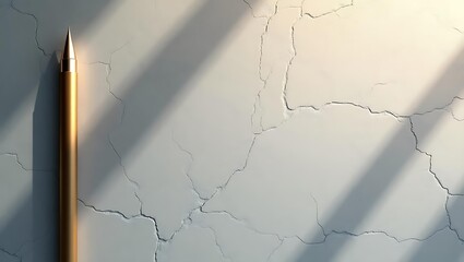 Golden Pen on Textured Wall Surface