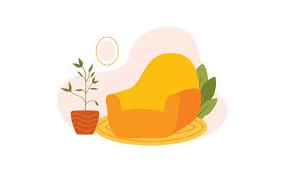 comfortable sofa Vector Illustration, Luxury Couch In apartment