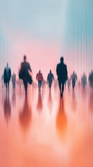 Fototapeta premium Modern Investor Crowd in Motion High-Quality Blurred Business Professionals for Authentic Corporate Marketing and Advertising Campaigns