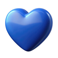 blue heart 3d render icon in cartoon plastic style minimal isolated on transparent white background, clipping path