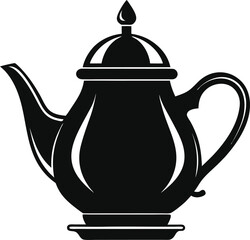 Classic teapot side view black color vector icon isolated on white background