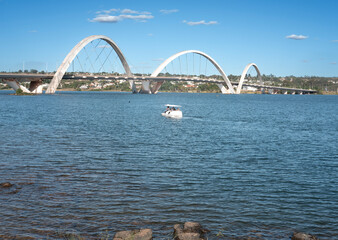 Juscelino Kubitschek Bridge or JK Bridge is a steel and concrete arch bridge across Lake Paranoa, designed by architect Alexandre Chan and structural engineer Mário Vila Verde. Brasilia, Brazil. 2025