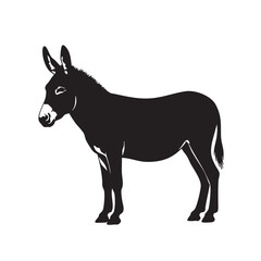 Fototapeta premium Donkey Silhouette Vector Image Equine Animal Illustration Farm Life Graphic Design Element Monochrome Artwork Livestock Mammal Portrait Standing Figure