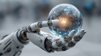  Robotic Arm Holding an AI Core