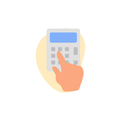 Hands gestures illustration. Character hands and calculator concept. Vector illustration.