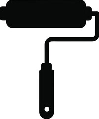 Paint roller with handle black color icon vector isolated on white background