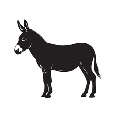 Fototapeta premium Elegant Black Donkey Silhouette Standing Tall Animal Vector Illustration Agriculture and Rural Life Concept Farm Animal Design