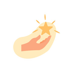 Hands gestures illustration. Character hands giving star concept. Vector illustration.