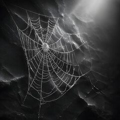 black wall covered with spider web spooky background - halloween theme vector design