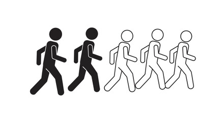 Group of figures walking in a line silhouette