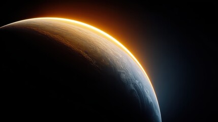 Serene View of Planet Horizon with Bright Sunlight at Dusk