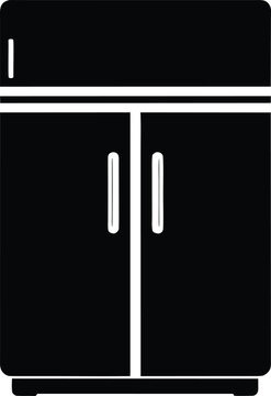 Refrigerator double door black color icon vector isolated on white background