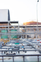 Chemical storage tanks at an industrial facility