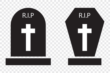 Obraz premium Tombstone icon on light background. RIP symbol. Death, halloween, die, gravestone, graveyard. Outline, flat and colored style. Flat design.