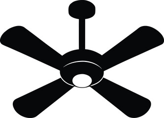 Obraz premium Ceiling fan with three blades black color vector icon isolated on white background