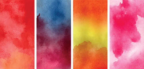 Hand drawn colorful watercolor abstract smears. Raster elements set. Set of watercolor brush strokes with jagged edges transparent background