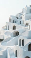 Naklejka premium Iconic whitewashed architecture on a greek island hillside