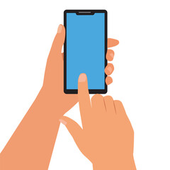 Hand holding phone. Hand holding phone in flat style