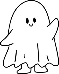 Cartoon, element, ghost in a cloak, autumn, Halloween, illustration, cute picture, hand-painted