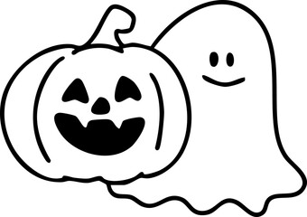Cartoon, element, ghost in a cloak, autumn, Halloween, illustration, cute picture, hand-painted