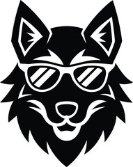 Cool Wolf with Sunglasses Silhouette Icon