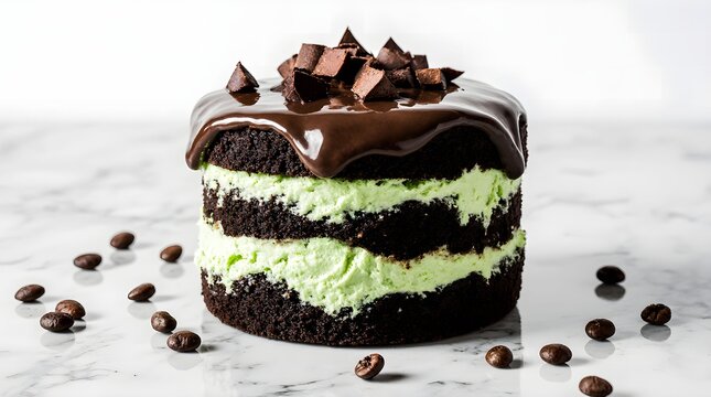 Torta Pedrocchi Italian layer cake with mint cream and espresso sponge