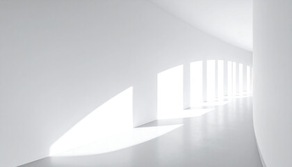 Obraz premium Modern, minimalist interior hallway with bright, diffused light.