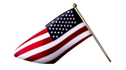 Mini American flag on a pole with vibrant colors and details