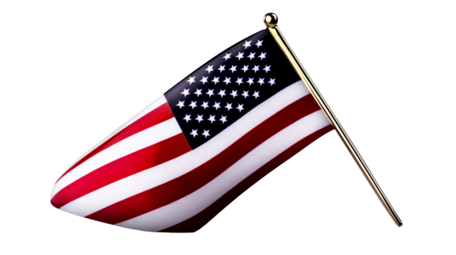 Mini American flag on a pole with vibrant colors and details