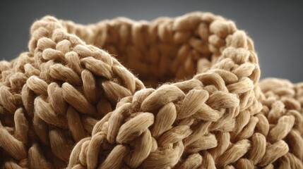 Close-up of a textured, light beige knitted fabric