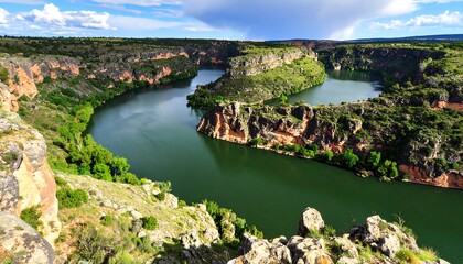 Scenic river winding through canyon
