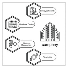 Employee Attendance Management System  vector icon for web design isolated on white background	