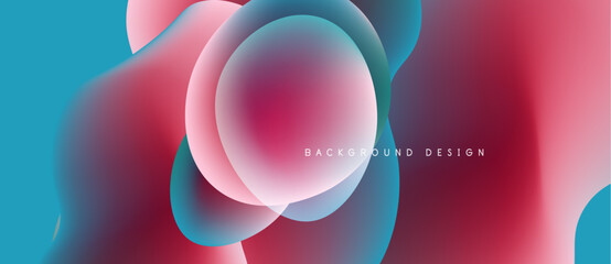 Abstract fluid shapes blend vibrant pinks, blues. Gradient colors create dynamic composition. Modern design element for backgrounds.
