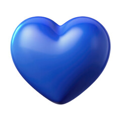 blue heart 3d render icon in cartoon plastic style minimal isolated on transparent white background, clipping path