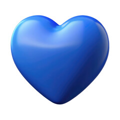 blue heart 3d render icon in cartoon plastic style minimal isolated on transparent white background, clipping path