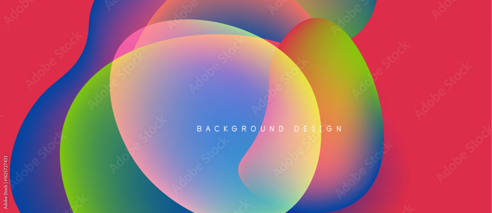 Poster abstract colorful shapes overlap. vibrant gradients create dynamic visual effect. modern design suit
