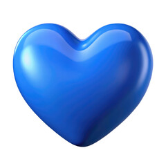 blue heart 3d render icon in cartoon plastic style minimal isolated on transparent white background, clipping path