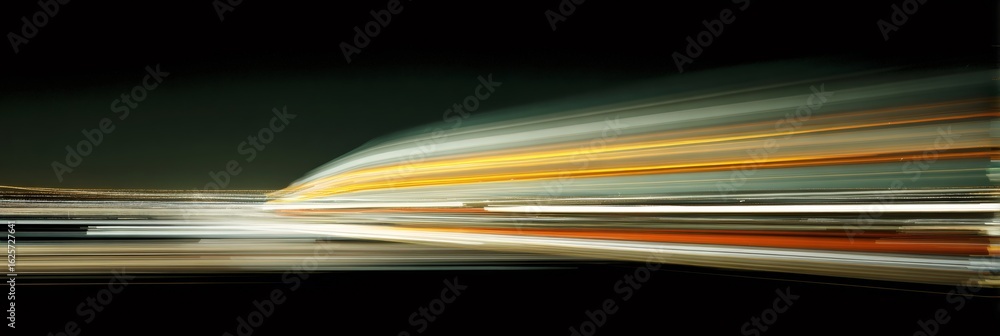 Poster light trails creating abstract lines representing speed and motion at night. dynamic long exposure e
