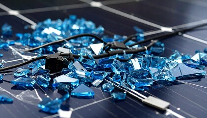Broken solar panel components