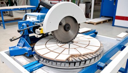 Circular saw cutting ceramic tile