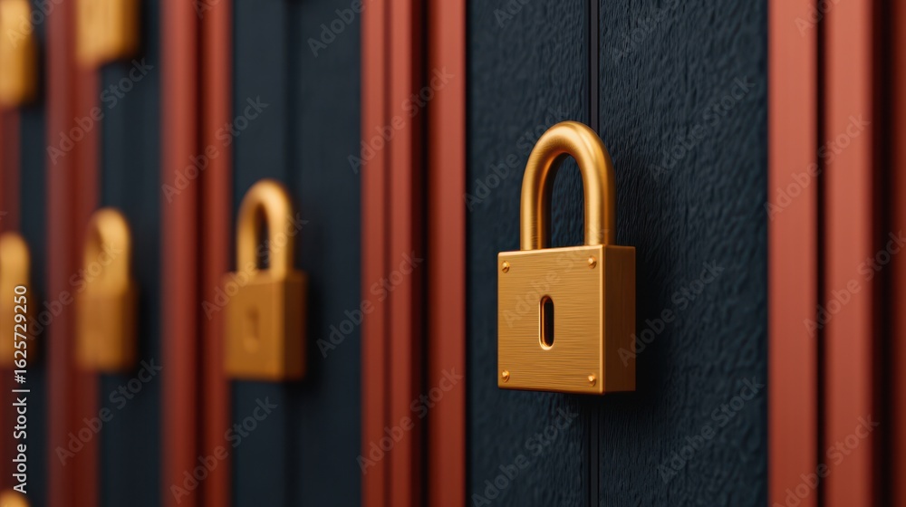 Poster anonymous browsing cybersecurity concept. locks mounted on colorful lockers, emphasizing security an
