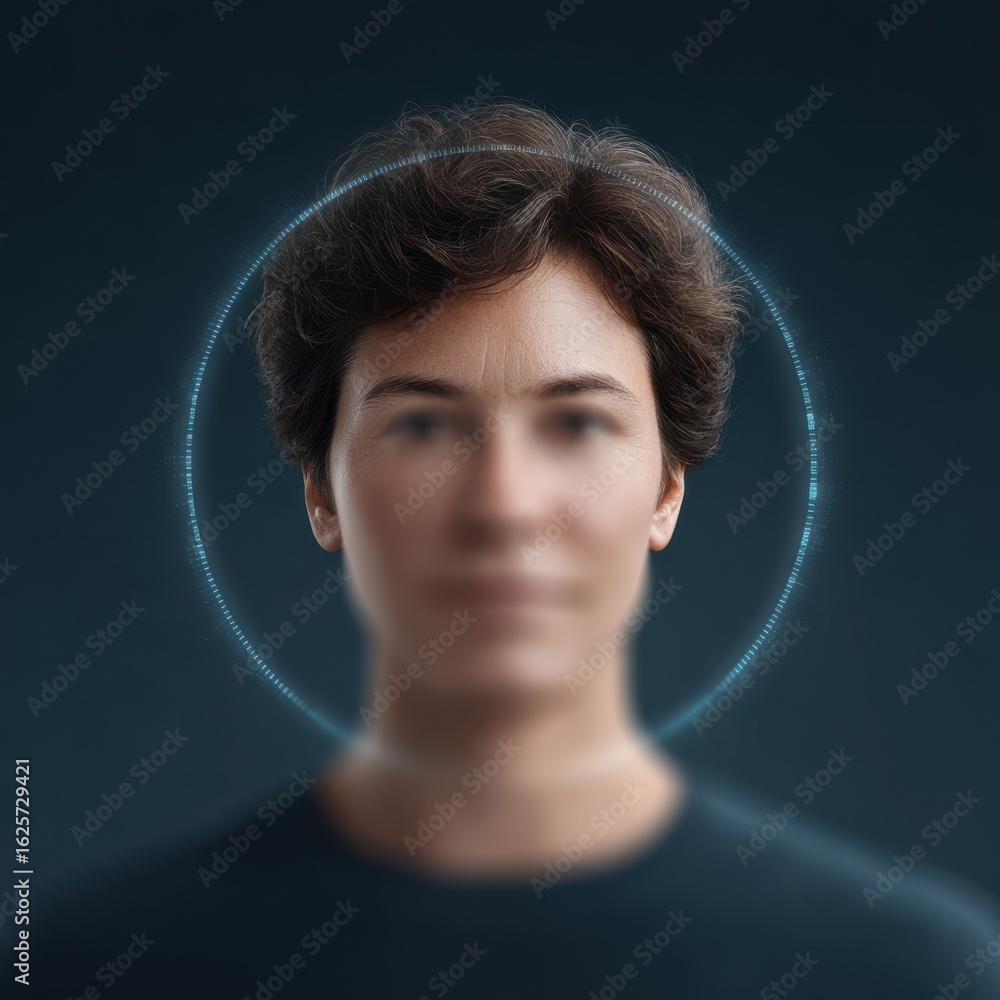 Poster anonymous browsing cybersecurity concept. a blurred portrait of a person with a glowing halo effect.