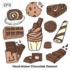 Hand-drawn Chocolate Dessert Collection Colored