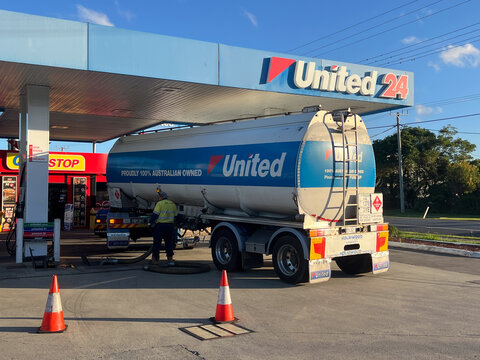 United Petroleum petrol truck supply petrol to United Petroleum gasoline station